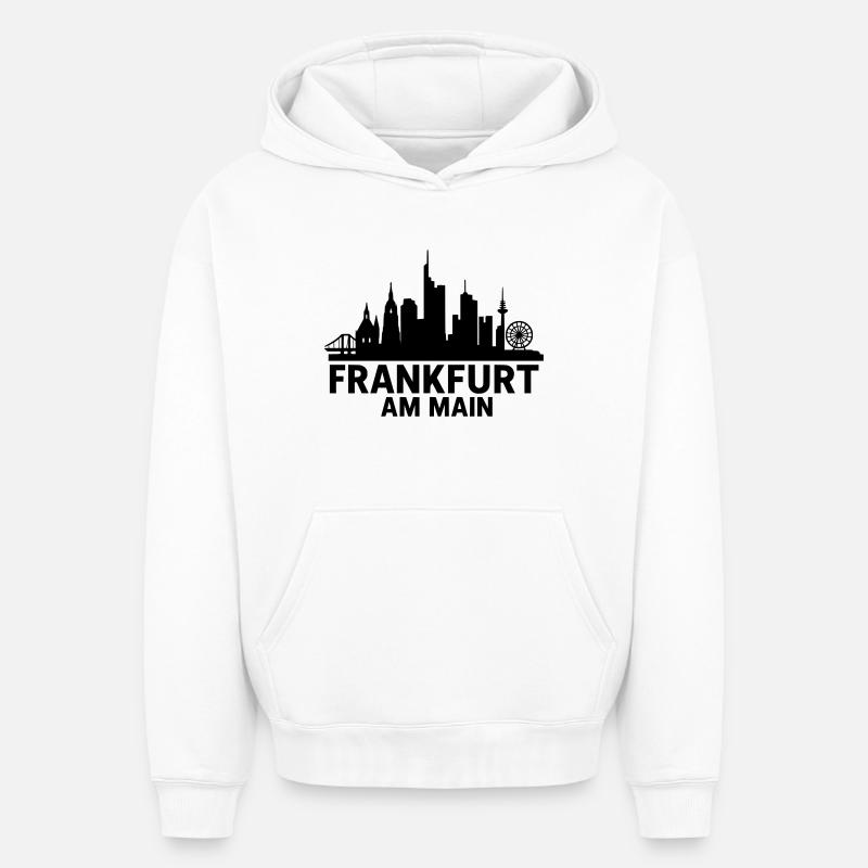 Francfort-sur-le-Main Silhouette - Sweat à capuche unisexe oversize épais SPREAD - blanc
