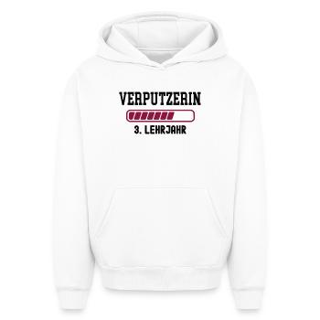 Apprenticeship plasterer 3rd year of apprenticeship plasterer apprenticeship - Oversized Heavyweight Unisex Hoodie - white - Front - AI Model Female 172 dark (172cm) & AI Model Male 185 light (185cm)