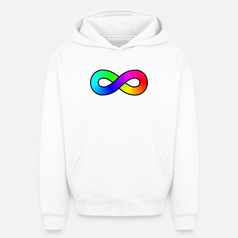 Autisme Arc-en-ciel Infini - Sweat à capuche unisexe oversize épais SPREAD - blanc