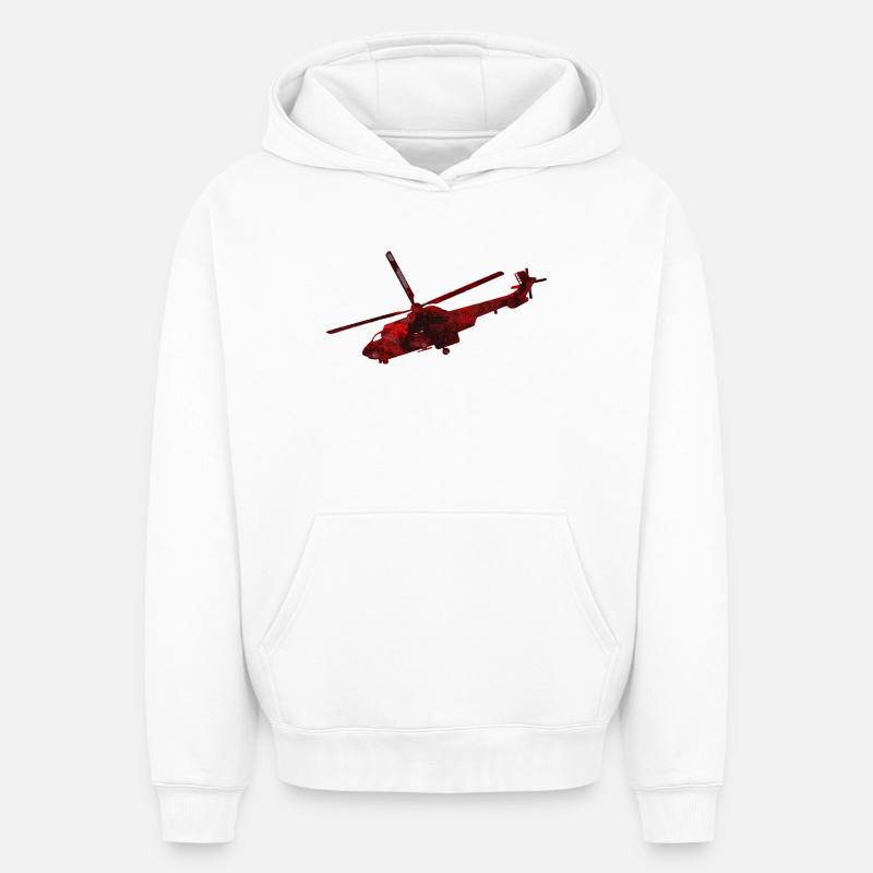 Hélicoptère Heli - Sweat à capuche unisexe oversize épais SPREAD - blanc