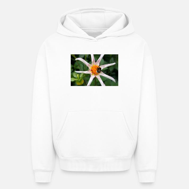 Fleur avec bourdon - Sweat à capuche unisexe oversize épais SPREAD - blanc