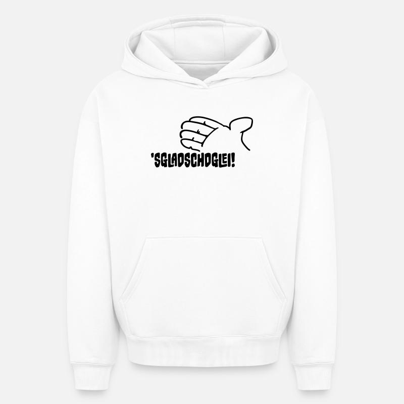 Sgladschdglei ! Il s’apprête à applaudir ! - Sweat à capuche unisexe oversize épais SPREAD - blanc