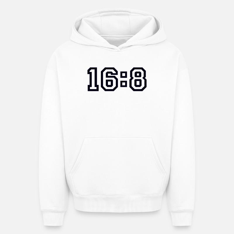 Diète 16 à 8 - Sweat à capuche unisexe oversize épais SPREAD - blanc