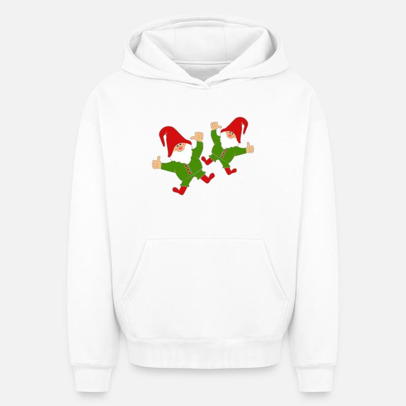 Drôles de gnomes - Sweat à capuche unisexe oversize épais SPREAD - blanc