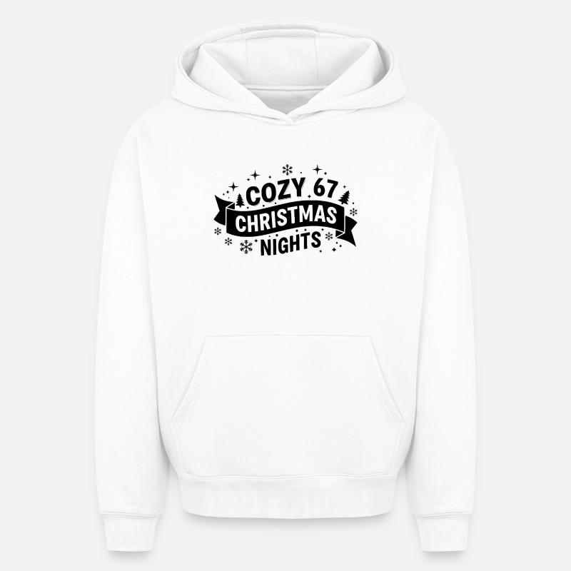 Cosy 67 nuits de Noël - Sweat à capuche unisexe oversize épais SPREAD - blanc