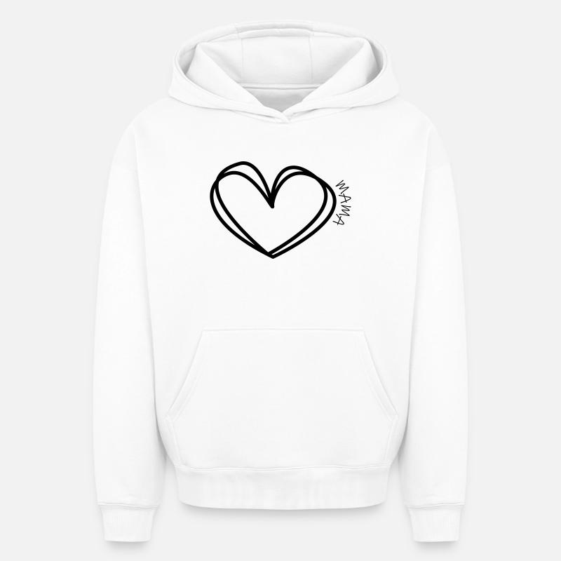 Cœur de maman - Sweat à capuche unisexe oversize épais SPREAD - blanc