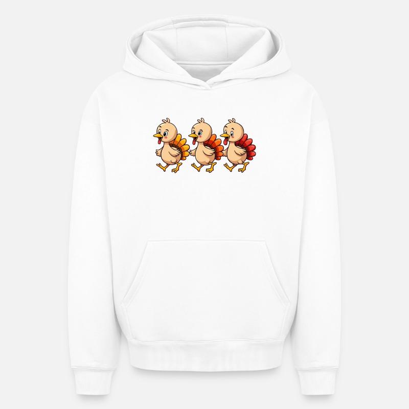 Bébé dinde de Thanksgiving - Sweat à capuche unisexe oversize épais SPREAD - blanc