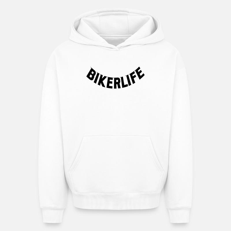 Bikerlife_ _cool - Sweat à capuche unisexe oversize épais SPREAD - blanc