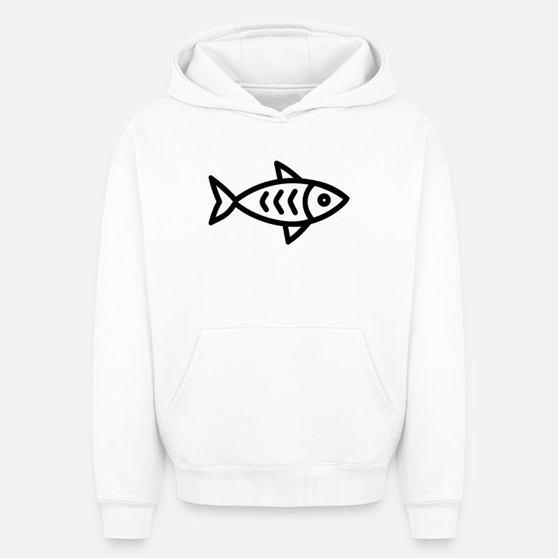 hareng - Sweat à capuche unisexe oversize épais SPREAD - blanc