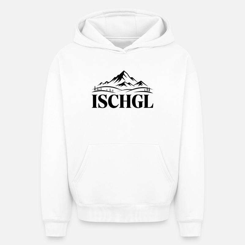 Ischgl - Création de souvenirs - Sweat à capuche unisexe oversize épais SPREAD - blanc