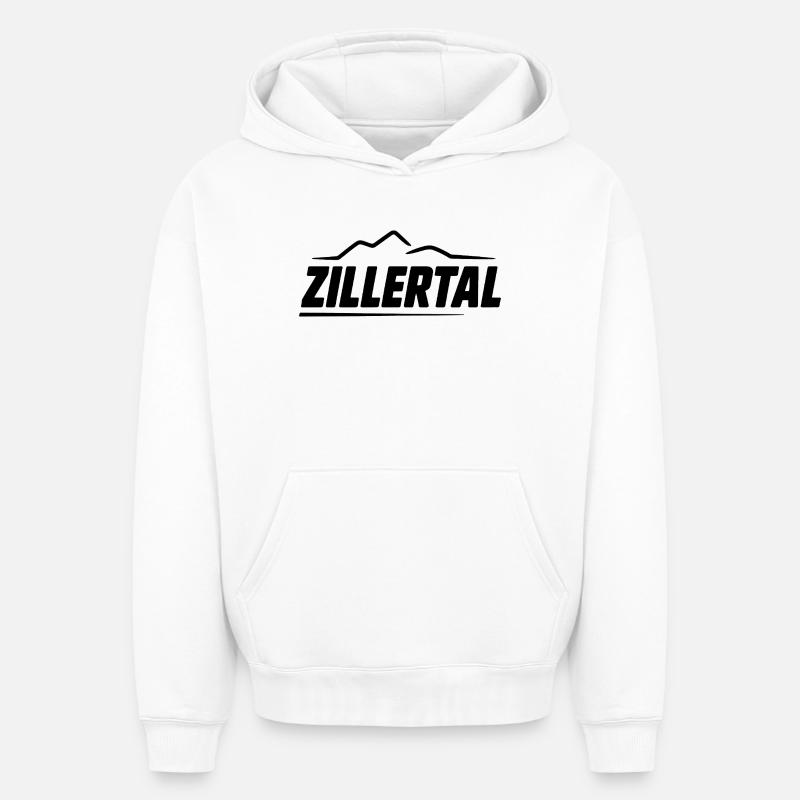 Zillertal - Souvenir Design - Sweat à capuche unisexe oversize épais SPREAD - blanc