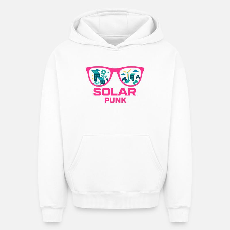 Solarpunk Vision - Sweat à capuche unisexe oversize épais SPREAD - blanc