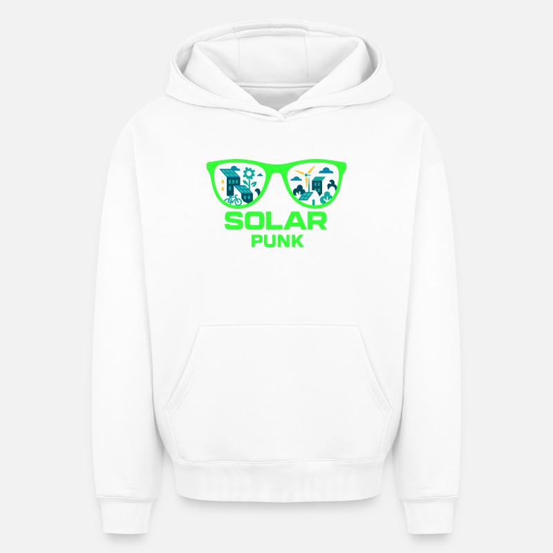 Solarpunk Vision - Sweat à capuche unisexe oversize épais SPREAD - blanc