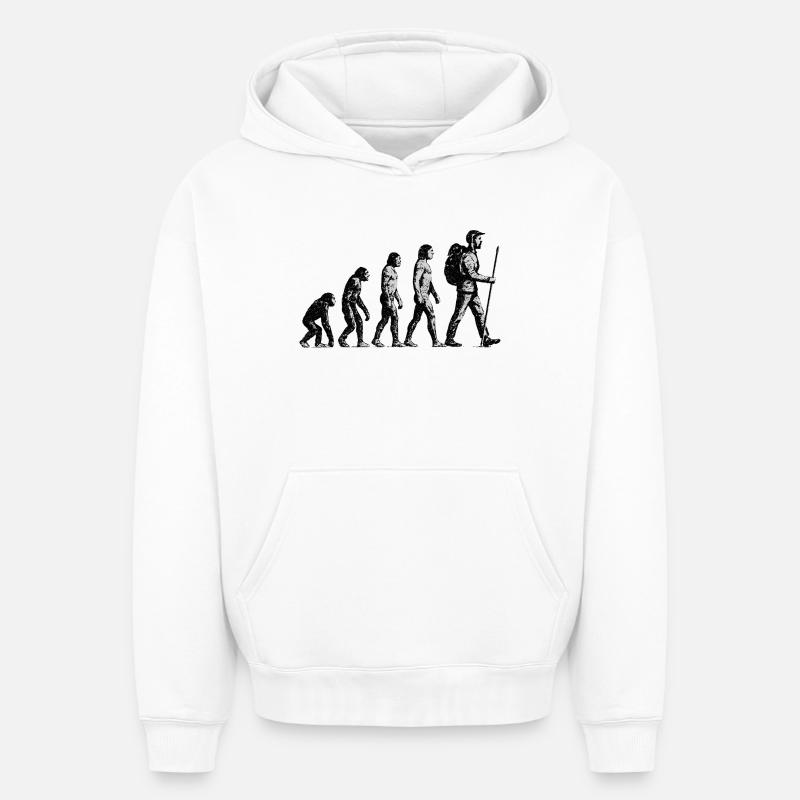 Evolution zum Wandersmann Grunge Design - Oversized Heavyweight Unisex Hoodie - Weiß