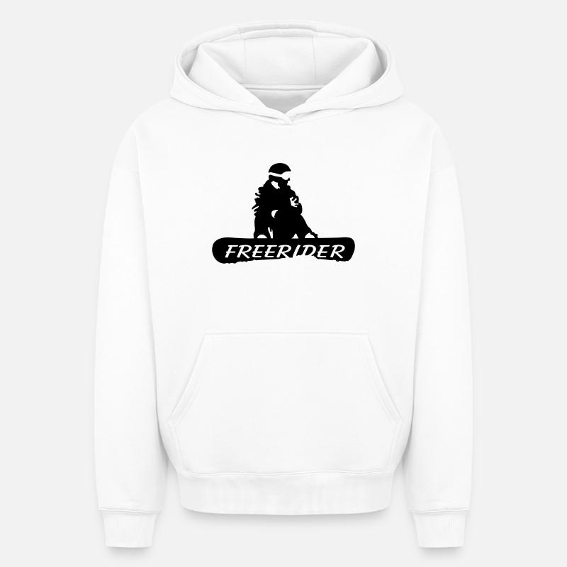 Freerider Snowboard - Sweat à capuche unisexe oversize épais SPREAD - blanc