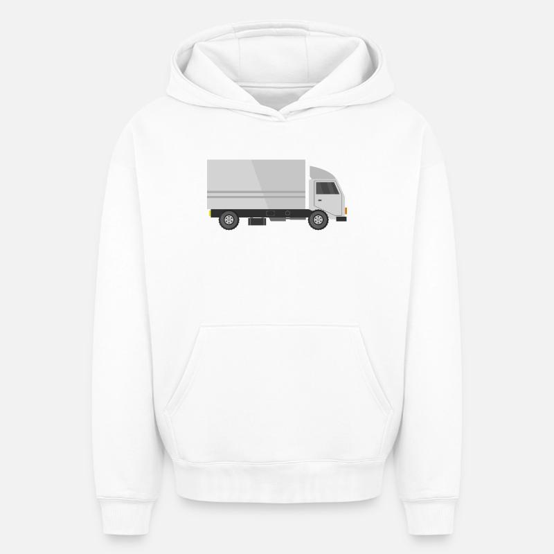 Camion de livraison - Sweat à capuche unisexe oversize épais SPREAD - blanc