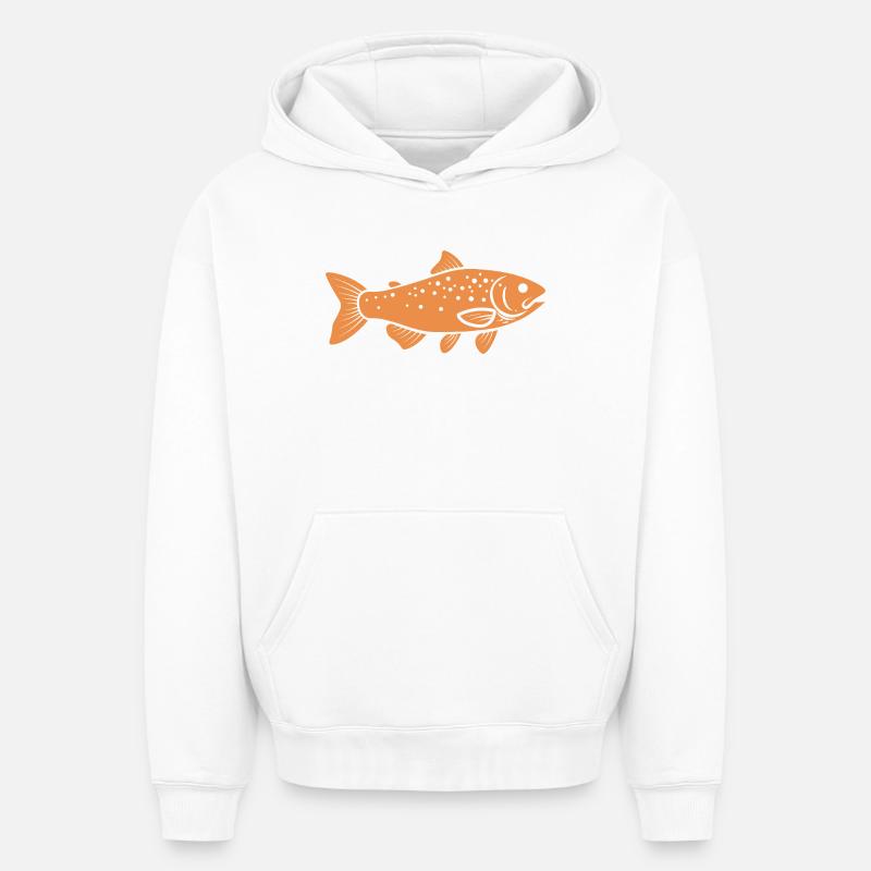 truite - Sweat à capuche unisexe oversize épais SPREAD - blanc