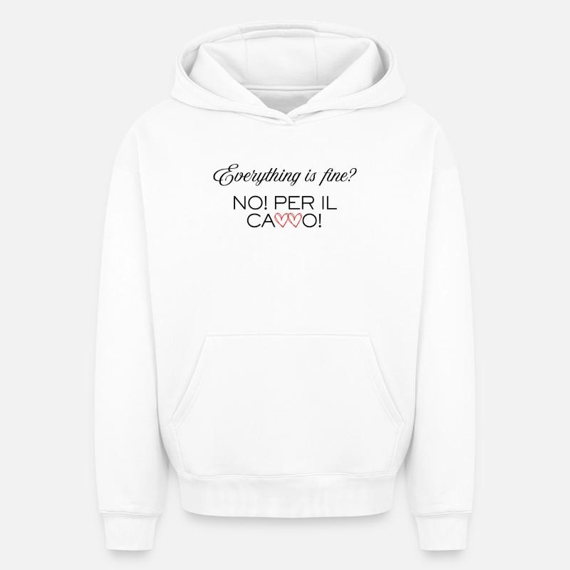 Everything_is_Fine - Sweat à capuche unisexe oversize épais SPREAD - blanc