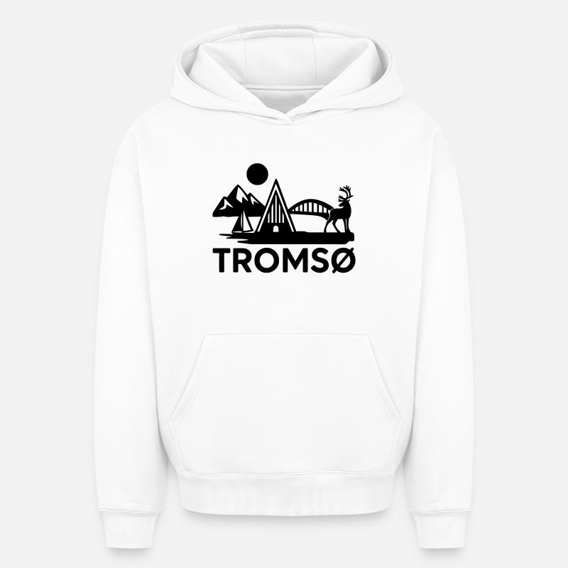 Tromsø Silhouette - Sweat à capuche unisexe oversize épais SPREAD - blanc