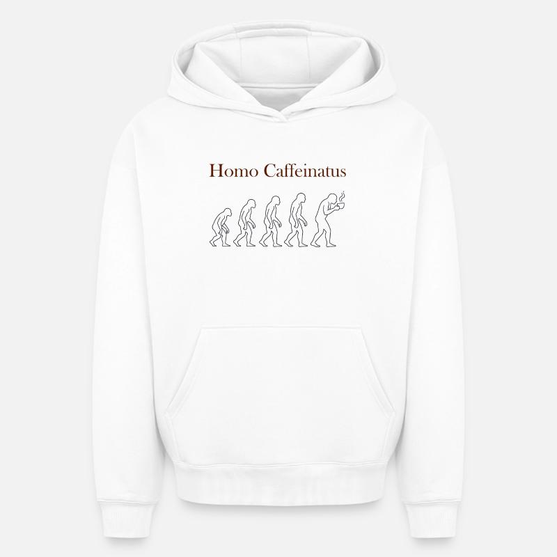 0111_Homo_Caffeinatus - Sweat à capuche unisexe oversize épais SPREAD - blanc