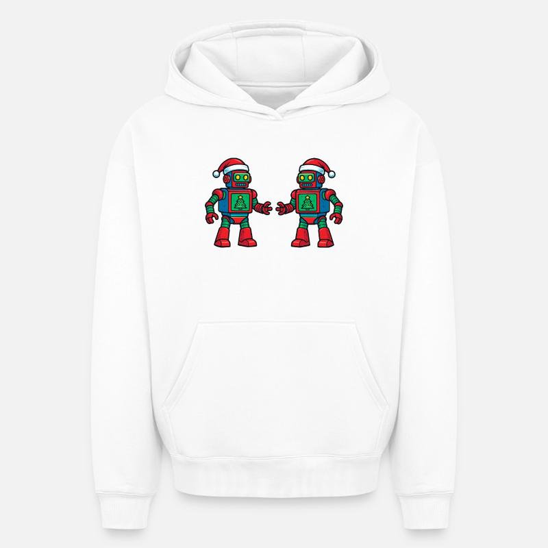 Robot du Père Noël - Sweat à capuche unisexe oversize épais SPREAD - blanc