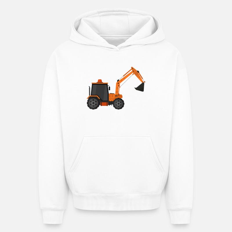 Excavatrice - Sweat à capuche unisexe oversize épais SPREAD - blanc