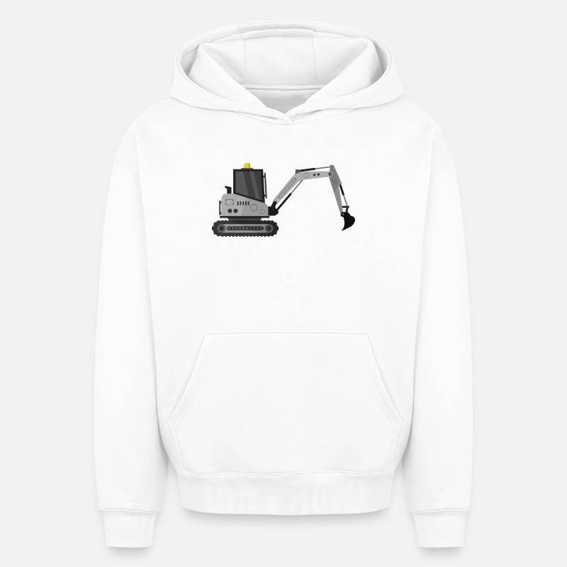 Excavatrice - Sweat à capuche unisexe oversize épais SPREAD - blanc