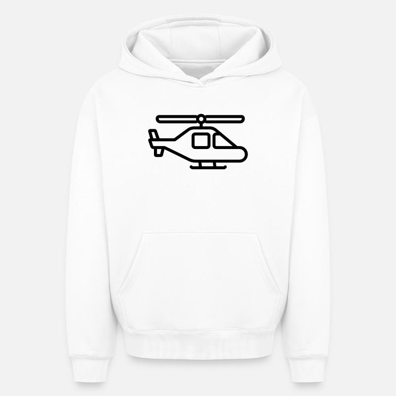 hélicoptère - Sweat à capuche unisexe oversize épais SPREAD - blanc