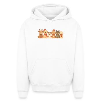 Dogs, Children, Boys, Girls, Christmas, Dogs - Oversized Heavyweight Unisex Hoodie - white - Front - AI Model Female 172 dark (172cm) & AI Model Male 185 light (185cm)