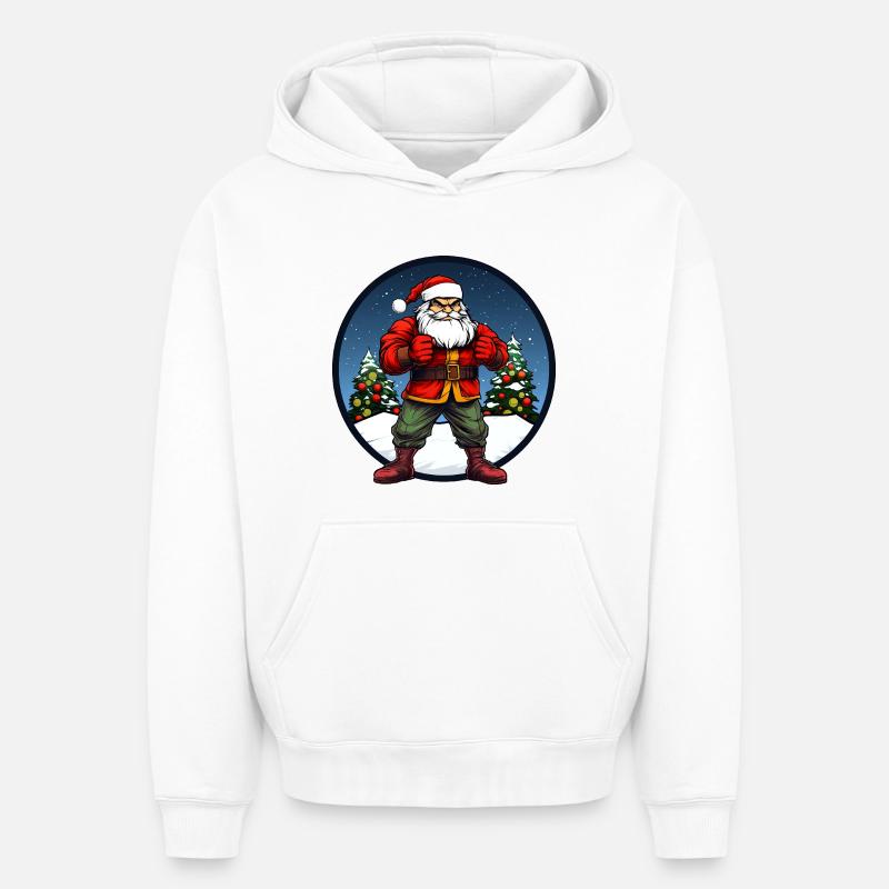Noël de combattant - Sweat à capuche unisexe oversize épais SPREAD - blanc