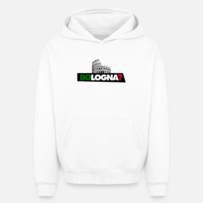 Bologne? - Sweat à capuche unisexe oversize épais SPREAD - blanc
