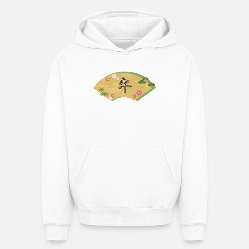 Fan Art japonais élégant 2026 - Sweat à capuche unisexe oversize épais SPREAD - blanc
