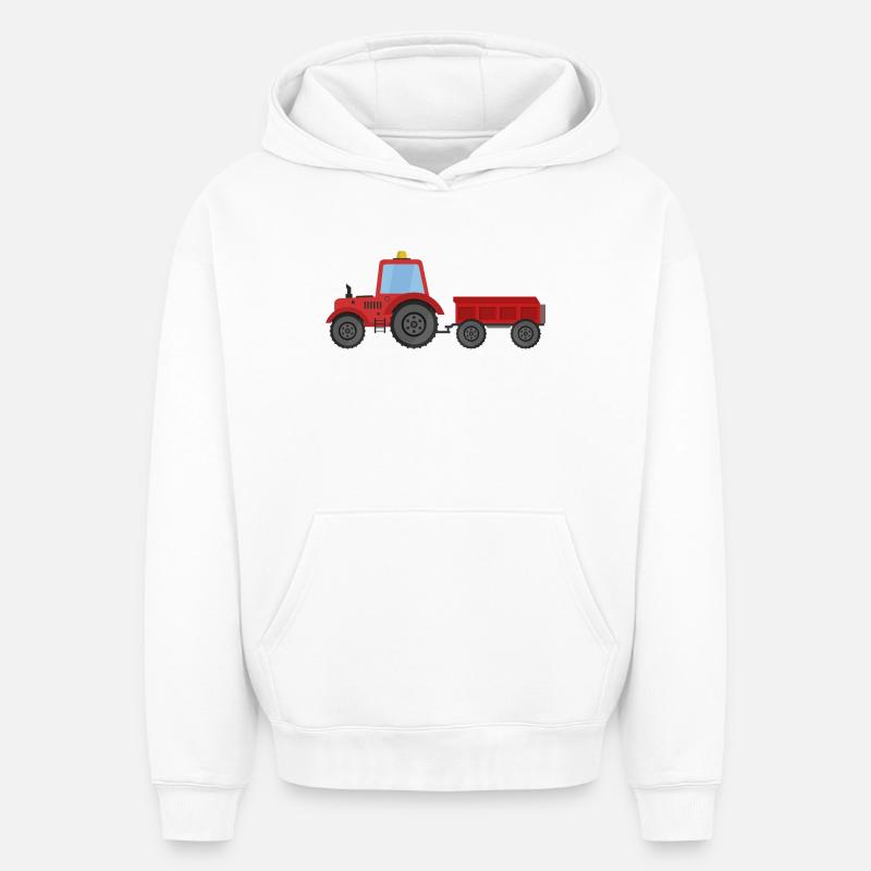 Tracteur agricole - Sweat à capuche unisexe oversize épais SPREAD - blanc