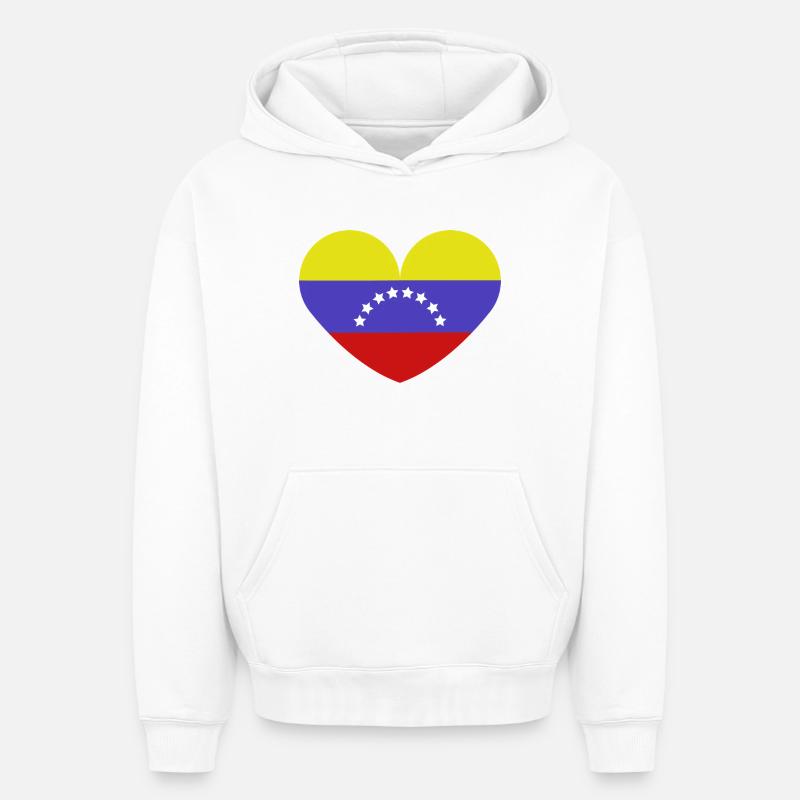 Drapeau du cœur du Venezuela - Sweat à capuche unisexe oversize épais SPREAD - blanc