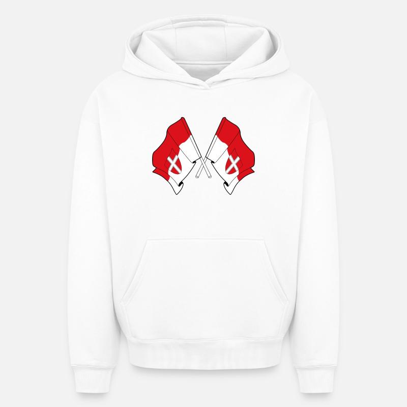 Drapeaux croisés de Vienne - Sweat à capuche unisexe oversize épais SPREAD - blanc