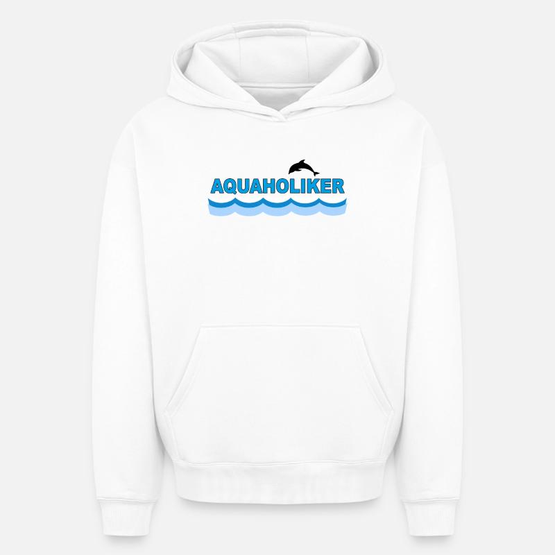 AQUAHOLIC - Sweat à capuche unisexe oversize épais SPREAD - blanc