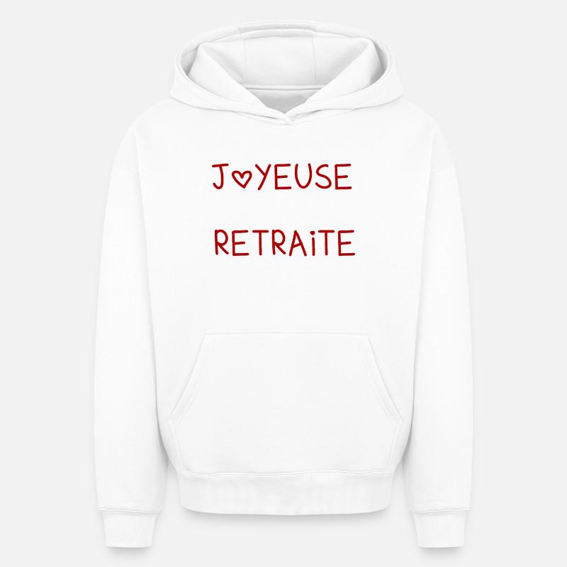 RETRAITE. RETRAITE. RETRAITEE. RETRAITE. - Sweat à capuche unisexe oversize épais SPREAD - blanc