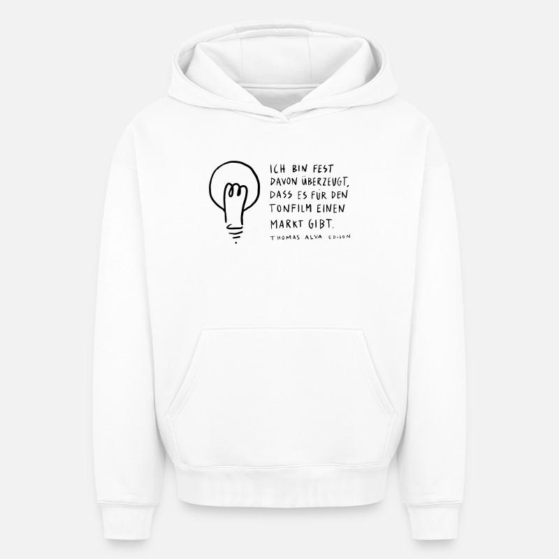 Thomas Edison - Sweat à capuche unisexe oversize épais SPREAD - blanc