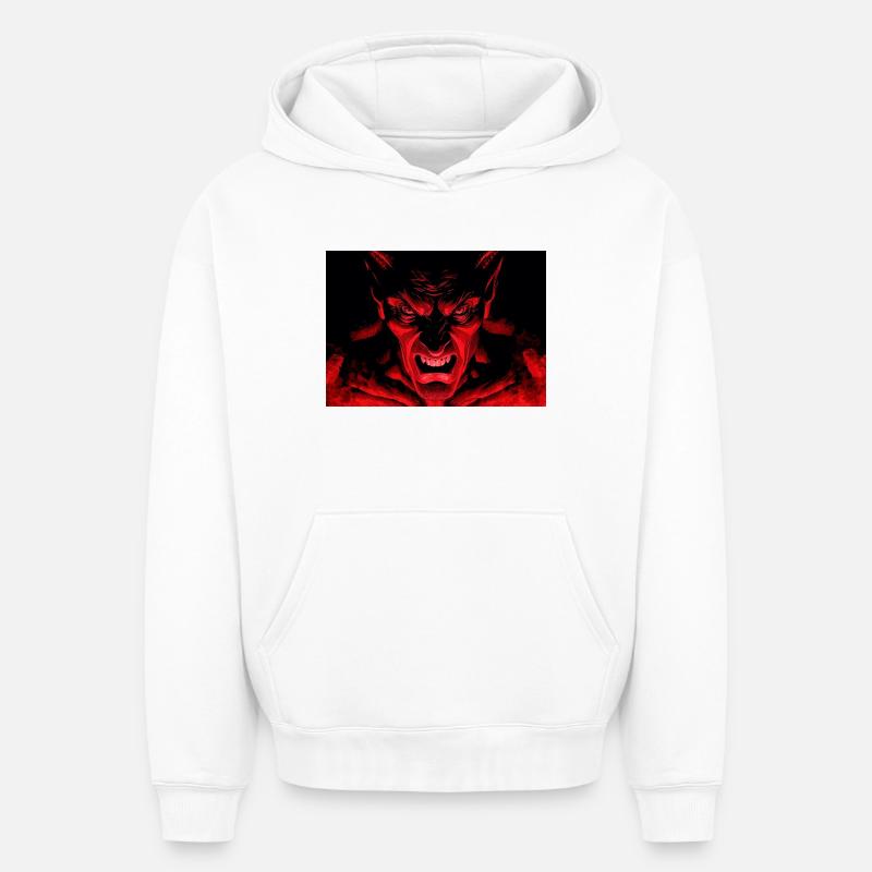 Le Diable - Sweat à capuche unisexe oversize épais SPREAD - blanc