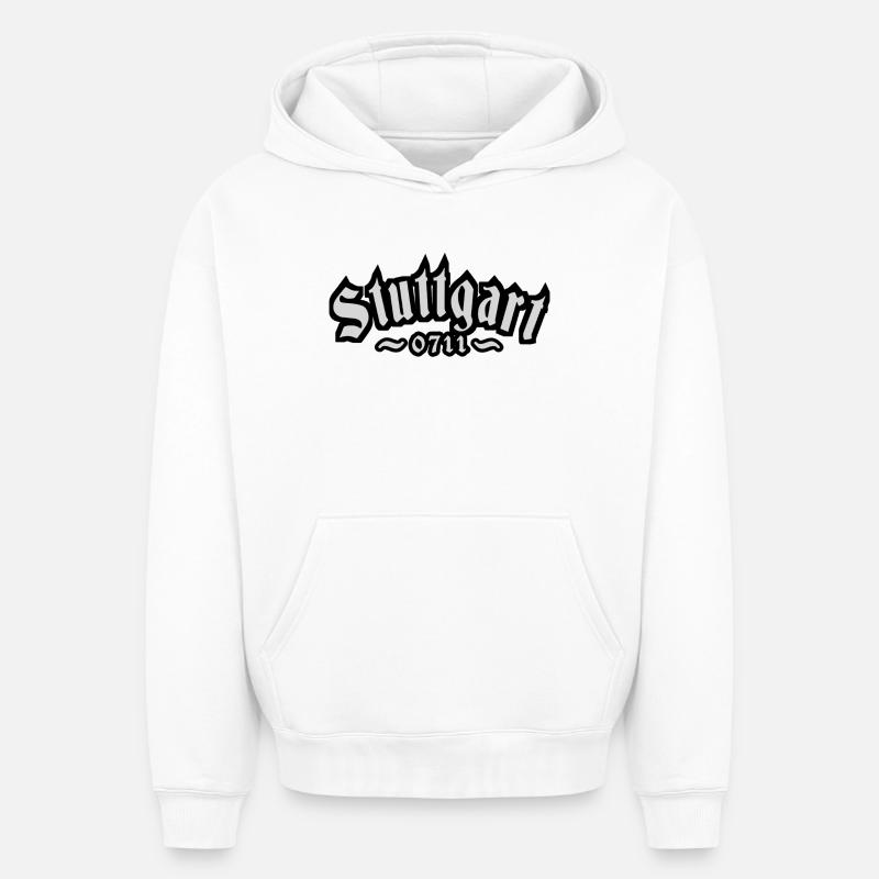 Stuttgart Old 0711 - Sweat à capuche unisexe oversize épais SPREAD - blanc