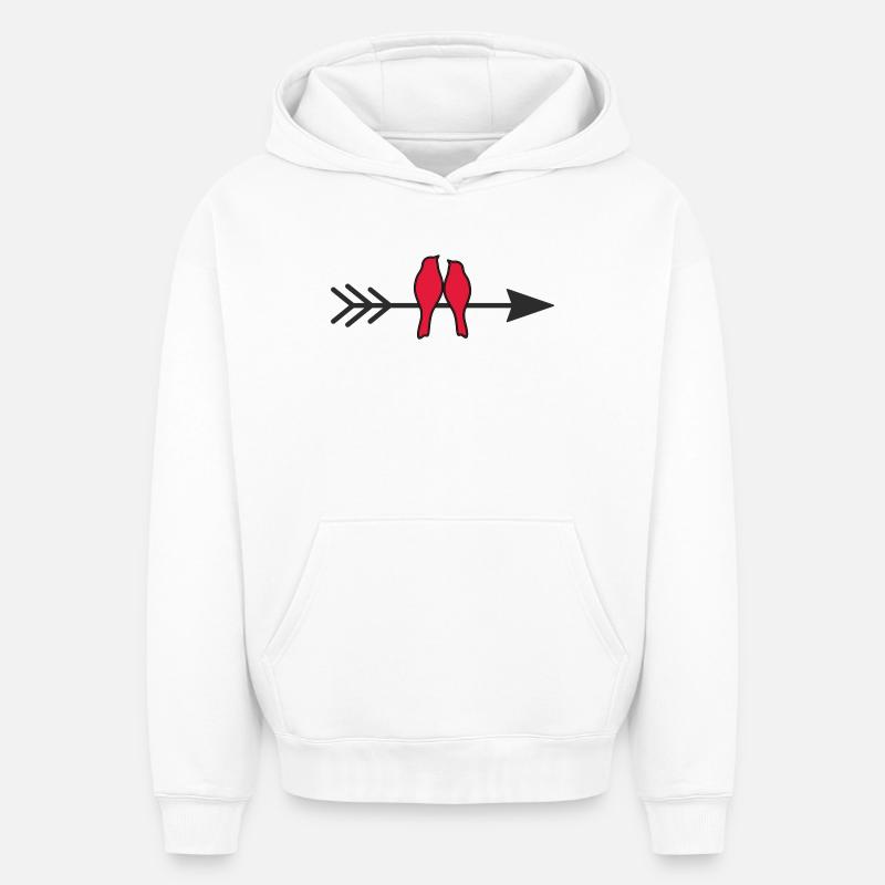 Oiseaux amoureux - Sweat à capuche unisexe oversize épais SPREAD - blanc