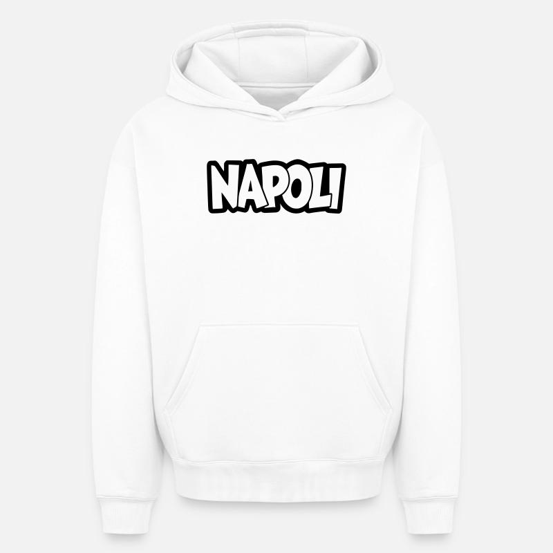 Lettrage de Naples - Sweat à capuche unisexe oversize épais SPREAD - blanc