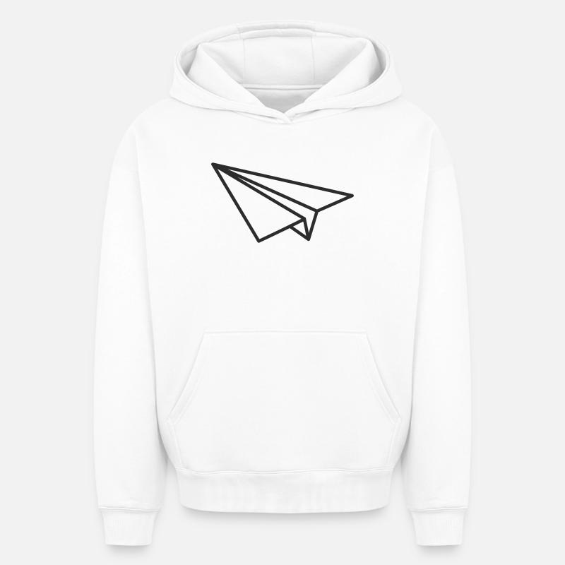 Avion en papier - Sweat à capuche unisexe oversize épais SPREAD - blanc