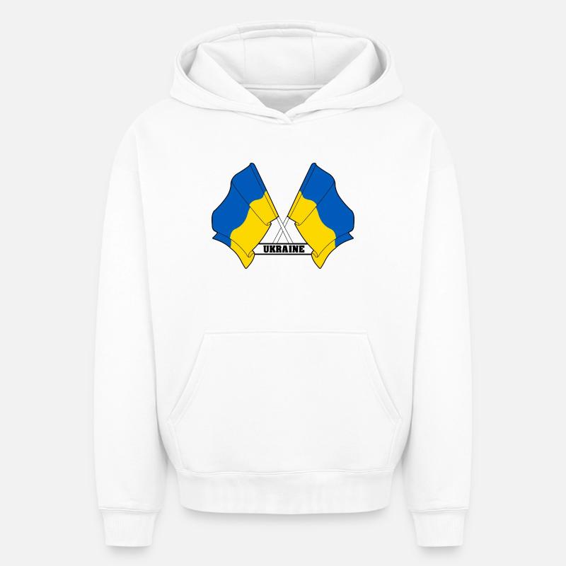 Ukraine - Sweat à capuche unisexe oversize épais SPREAD - blanc
