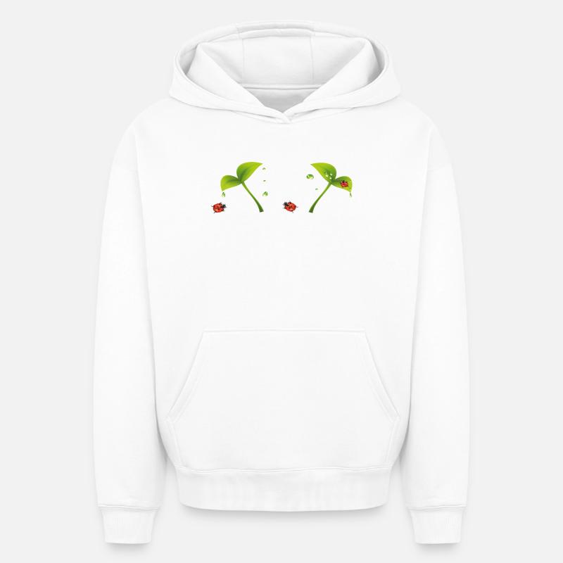 Coccinelle - Sweat à capuche unisexe oversize épais SPREAD - blanc
