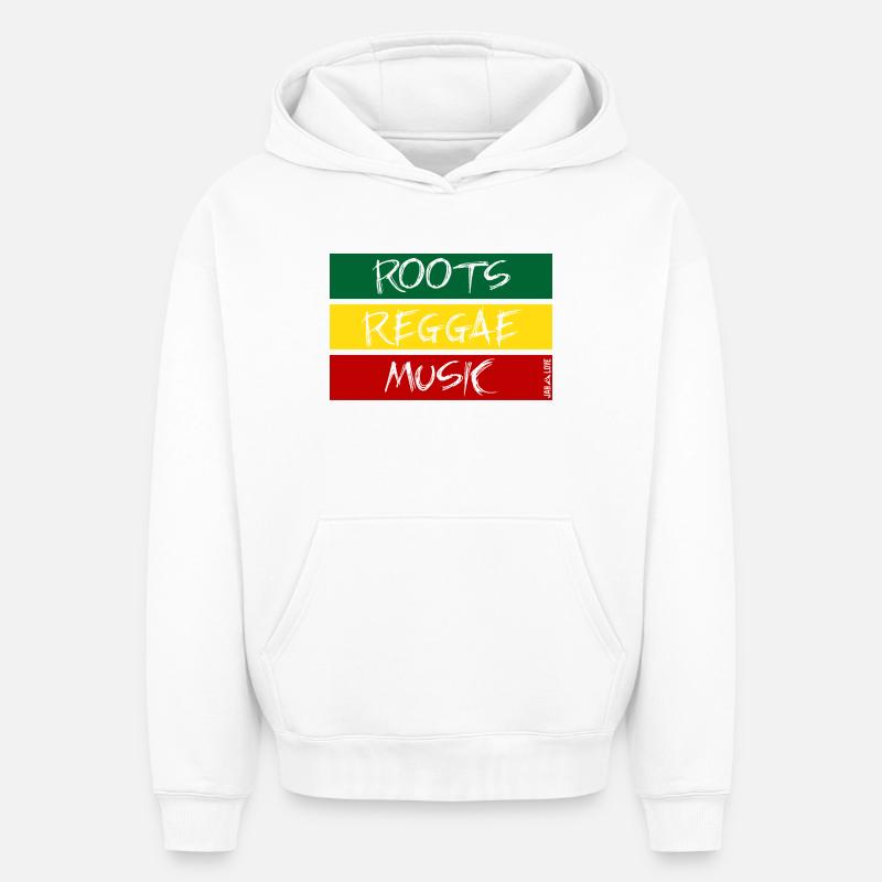 roots reggae music - Sweat à capuche unisexe oversize épais SPREAD - blanc