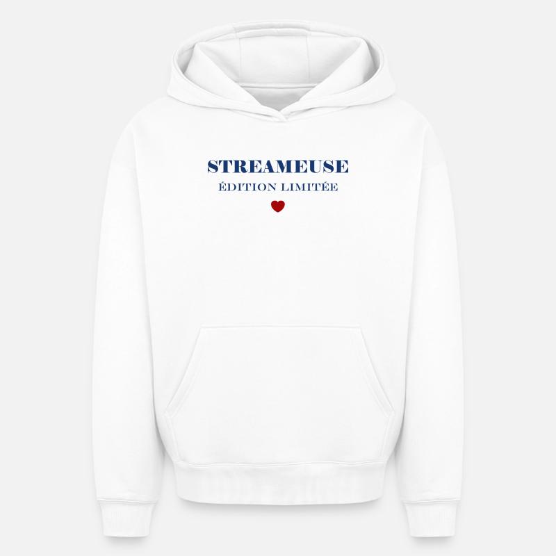 Streameuse  - Sweat à capuche unisexe oversize épais SPREAD - blanc