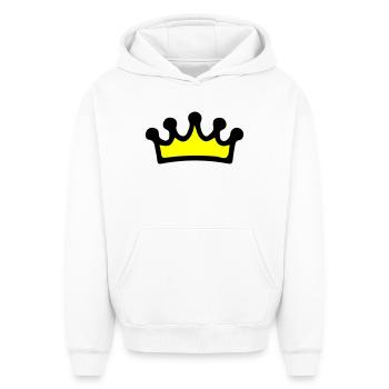 Symbole de la couronne - Sweat à capuche unisexe oversize épais SPREAD - blanc - Devant - AI Model Female 172 dark (172cm) & AI Model Male 185 light (185cm)