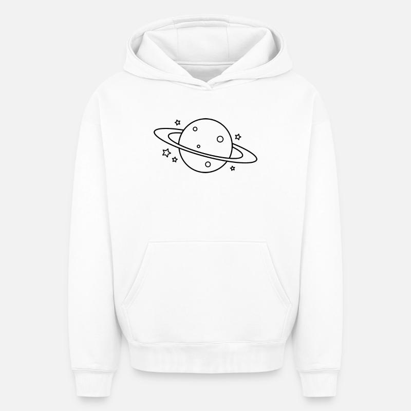 planète - Sweat à capuche unisexe oversize épais SPREAD - blanc