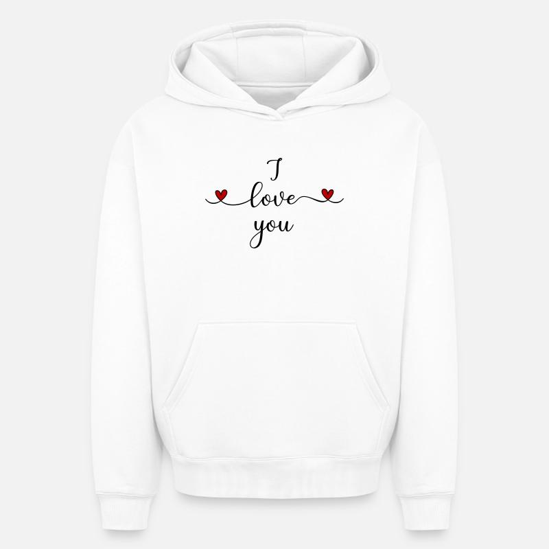 Je t’aime - Sweat à capuche unisexe oversize épais SPREAD - blanc